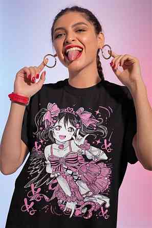 Футболка для мальчика аниме Лове Ливе Нико Йазава оверсайз (рост от 165 до 180 ) Черний AnimeJ0072m Днепр