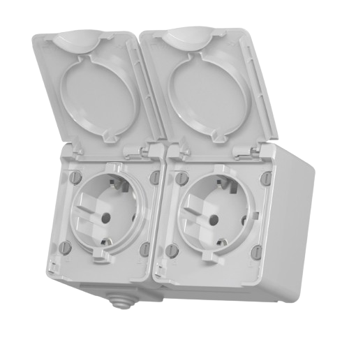 BINERA сірий Розетка зовнішня 2-а із заземленням IP65 Videx Житомир - фото 2