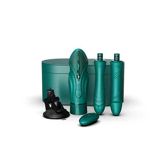 Компактная смарт секс-машина Zalo – Sesh Turquoise Green, 2 насадки, пульт ДУ, кристалл Swarovski Sex Aura Киев