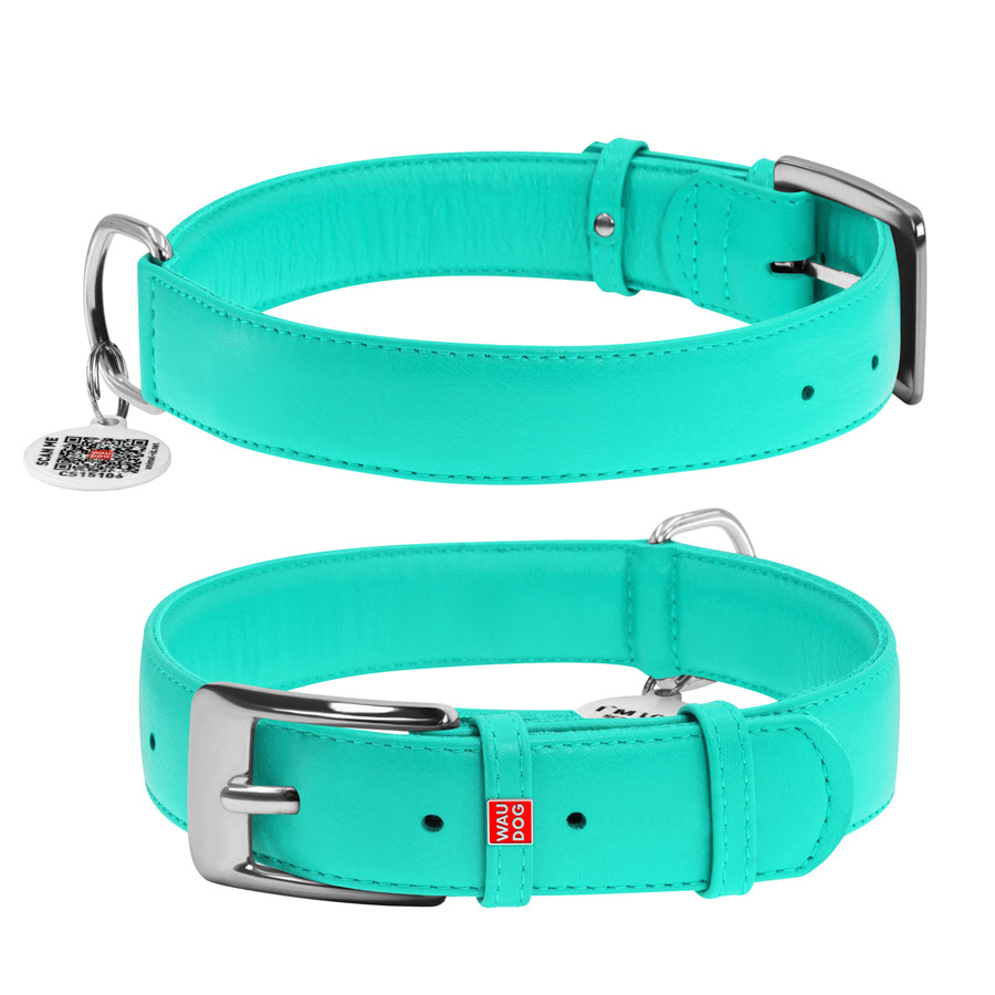 Нашийник для собак шкіряний WAUDOG Glamour з QR паспортом, без прикрас, XL, Ш 35 мм, Дов 46-60 Коломыя - изображение 2