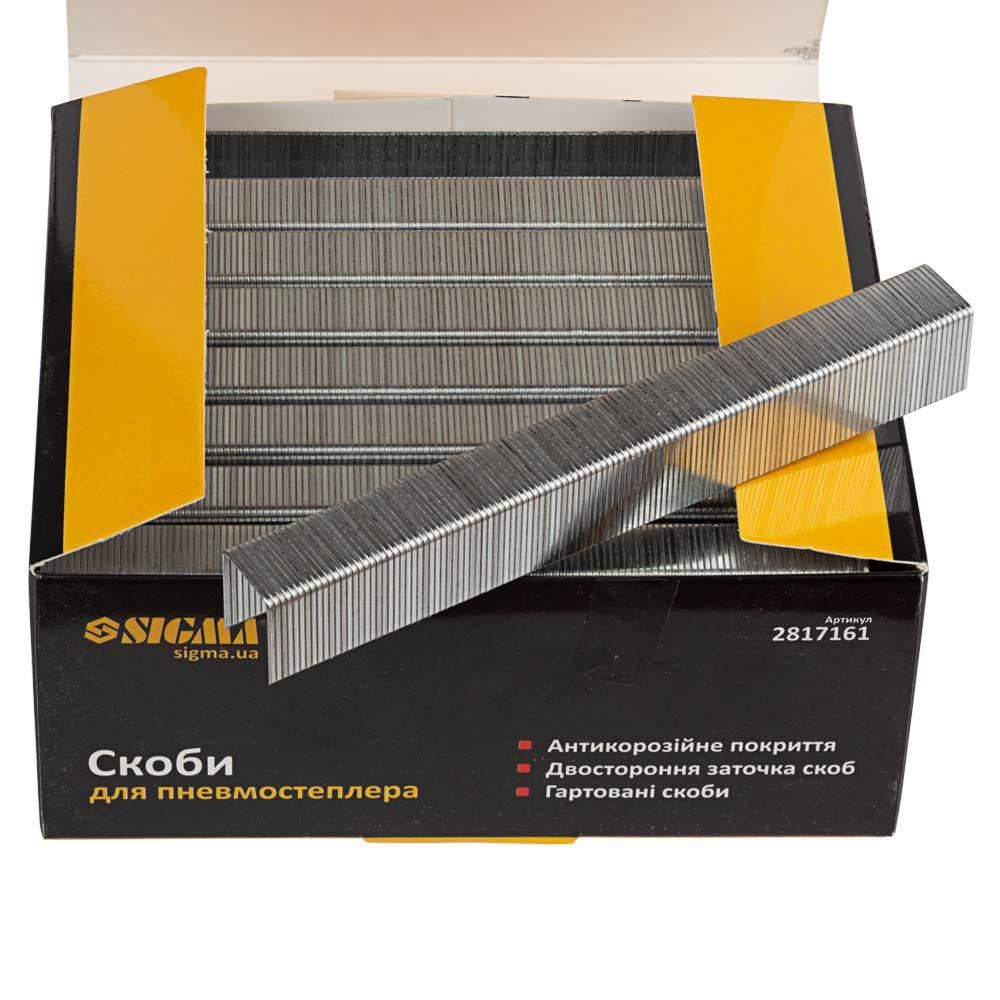 Скоби 16 × 12.8 мм для пневмостеплера 5000 шт SIGMA (2817161) Київ - фото 4