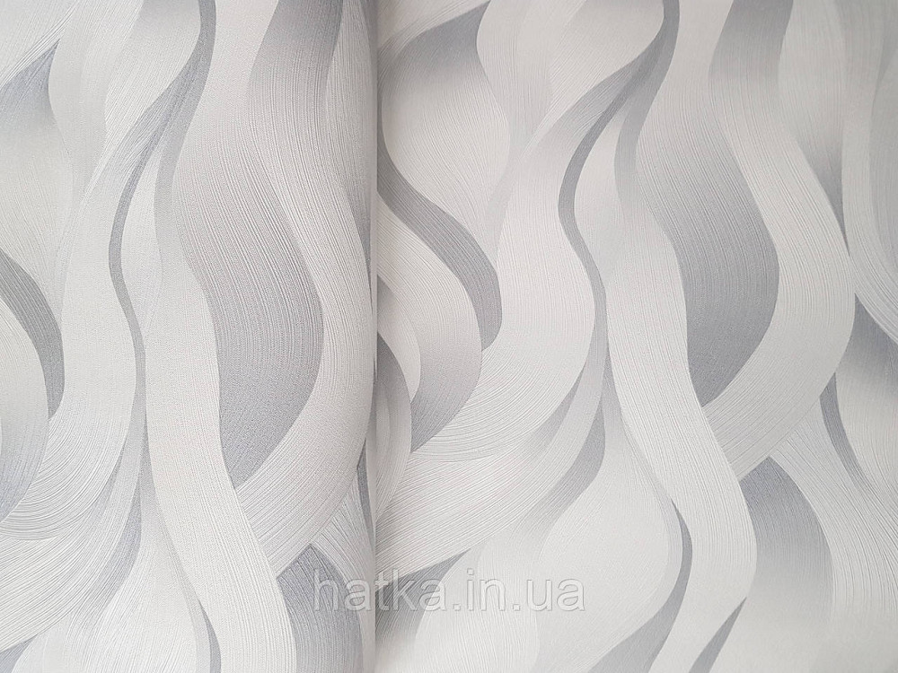 Шпалери метрові вініл на флізелін дизайнерські Erismann Elle Decoration 2 абстракція хвилі білі сірі 3д Київ - фото 1