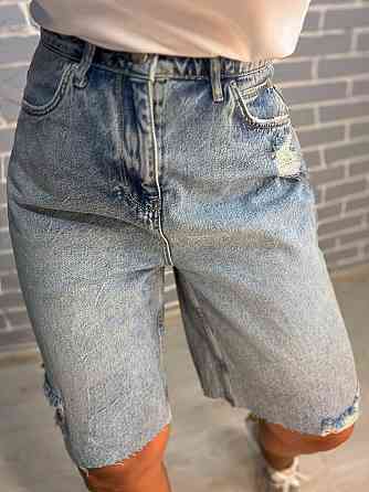 Шорты женские джинсовые Women Denim 2038-977 бермуды рваные длина до колен голубые, голубой, 36 Одесса