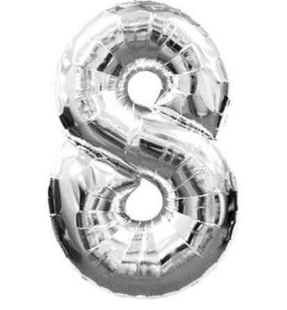 Шарик цифра 8 фольгированная 32 дюйма серебристый Киев