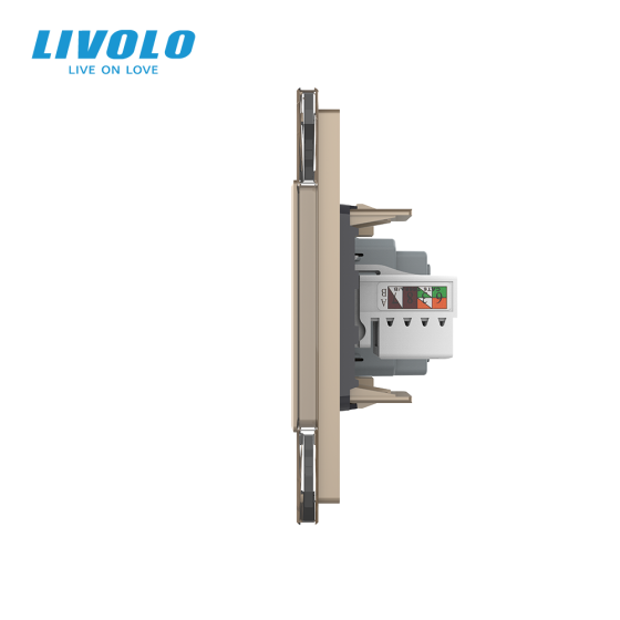 LIVOLO Розетка двомісна комбінована Силова Інтернет Livolo золото скло (VL-C7C1EUK01C-13) Коломия