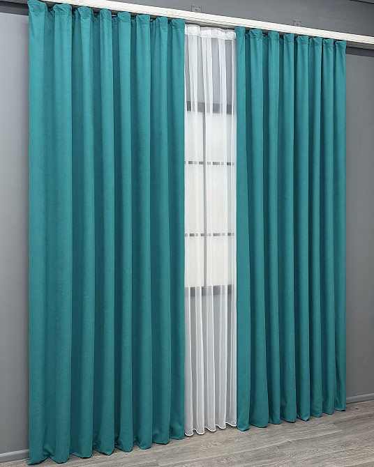 Комплект готових штор VR-Textil Мікровелюр Petek № 1492ш Бірюзовий 150х290 см 2 шт (33-0357) Київ - фото 14
