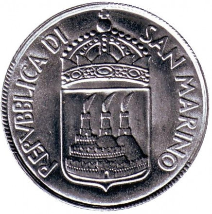 Пеликан. Монета 2 лиры. 1973 год, Сан-Марино. UNC Полтава - изображение 1
