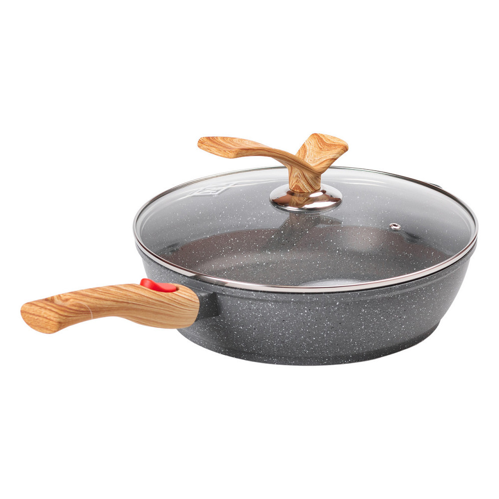 Глибока алюмінієва сковорода з кришкою Ø 28 см, сірий колір Київ - фото 5