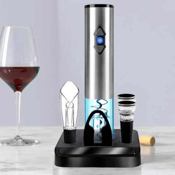 Штопор електричний на батарейках для вина 6в1 елктроштопор, аератор, 2 пробки, ніж для фольги, з підтавкою Кам'янець-Подільський