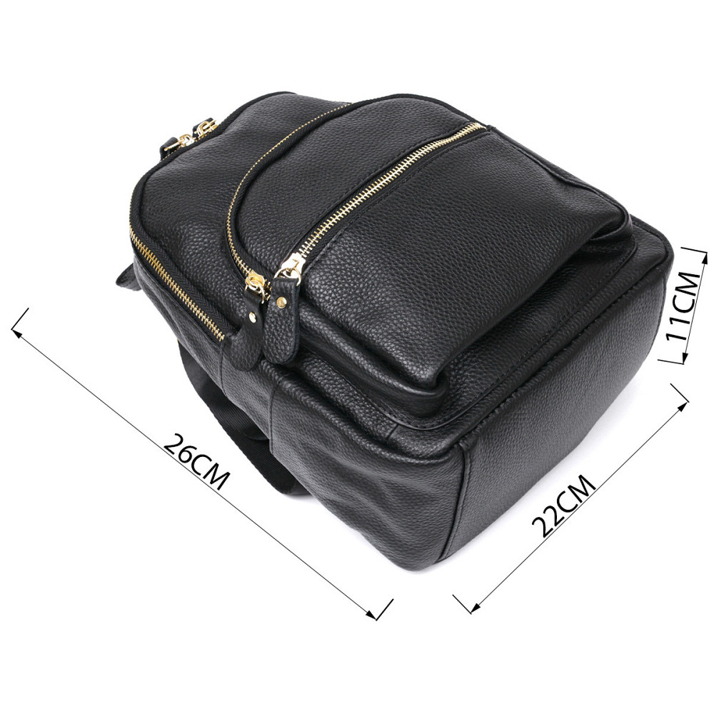 Шкіряний стильний жіночий рюкзак Vintage 20676 Чорний Київ - фото 3