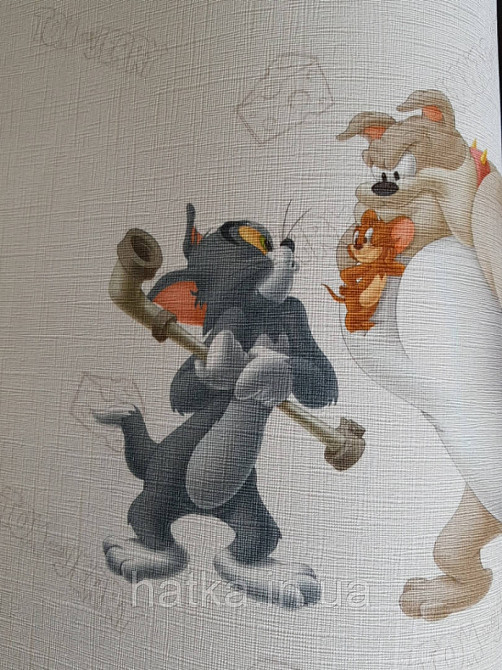 Шпалери вінілові на флізеліні AdaWall Ada Kids метрові дитячі Том і Джеррі сюжети написи на білому Київ - фото 5