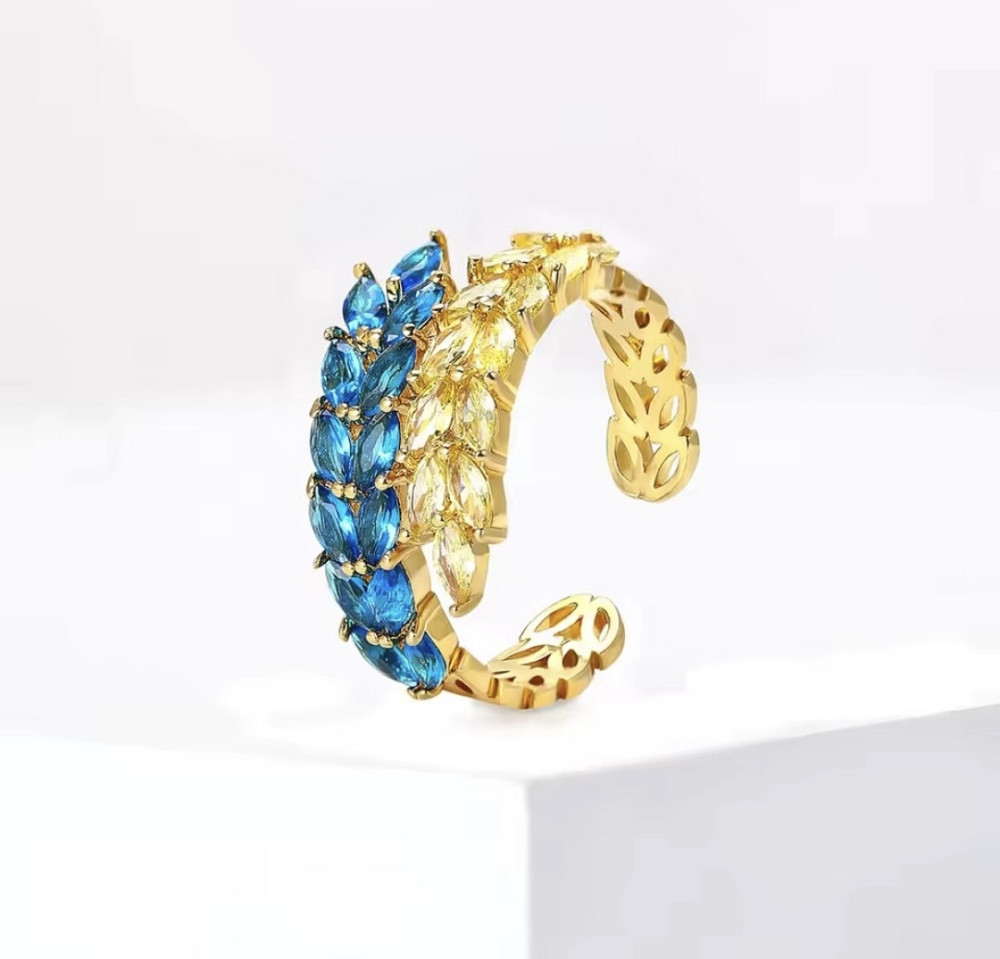 Браслет + каблучка жовто-блакитні колоски Золотистий №2 Смела - изображение 3