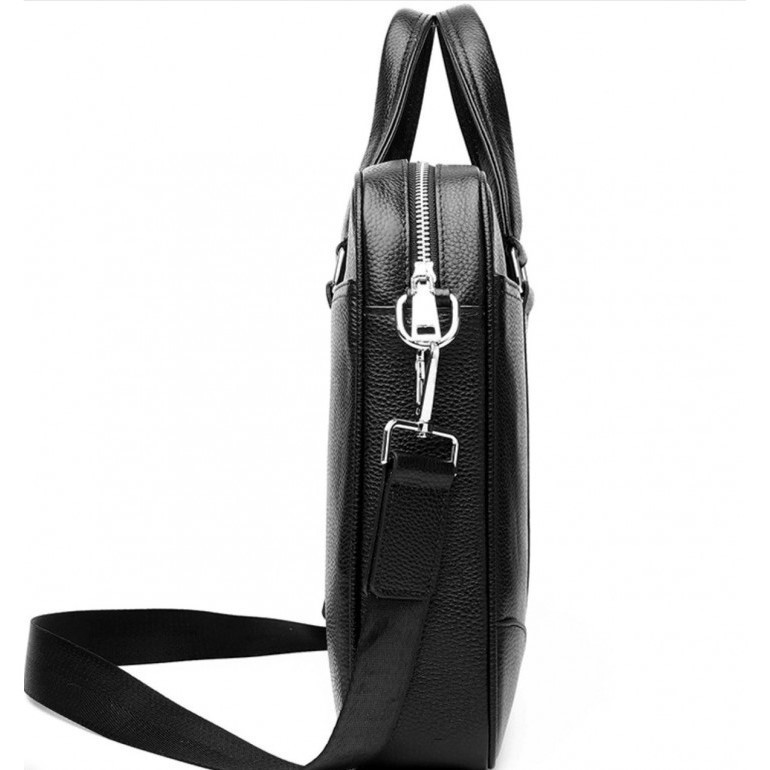 Кожаная мужская сумка для документов и ноутбука 40x30x8, портфель для офиса SL-21511, черный Каменское - изображение 7