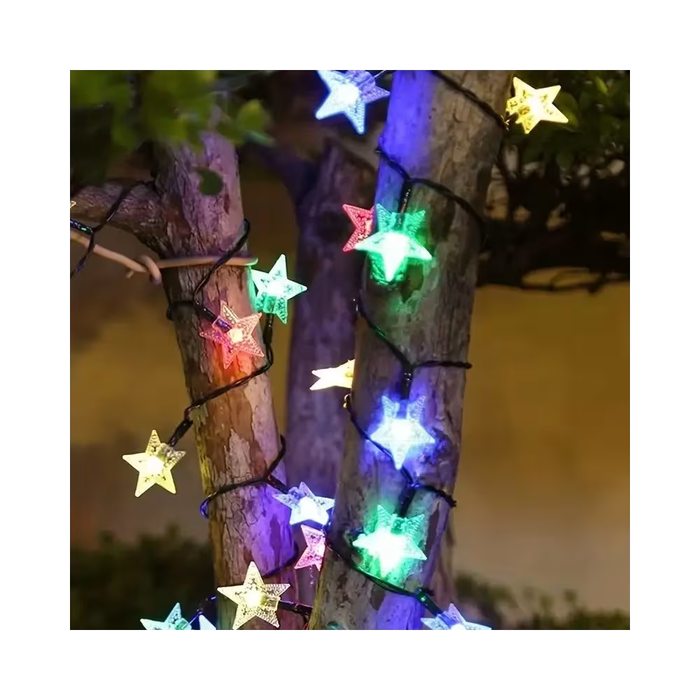 Вулична гірлянда на сонячній батареї Huacenmy "Зірки" (15 м, 150 LED) — Багатоколірна RGB, для саду та свята Київ - фото 14