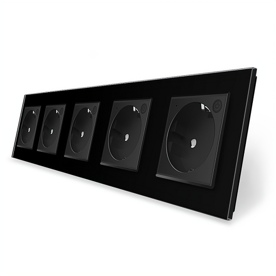 П'ятимісна розумна розетка ZigBee із заземленням Livolo чорний (VL-C7FCTC16AZ-10BP) Коломыя