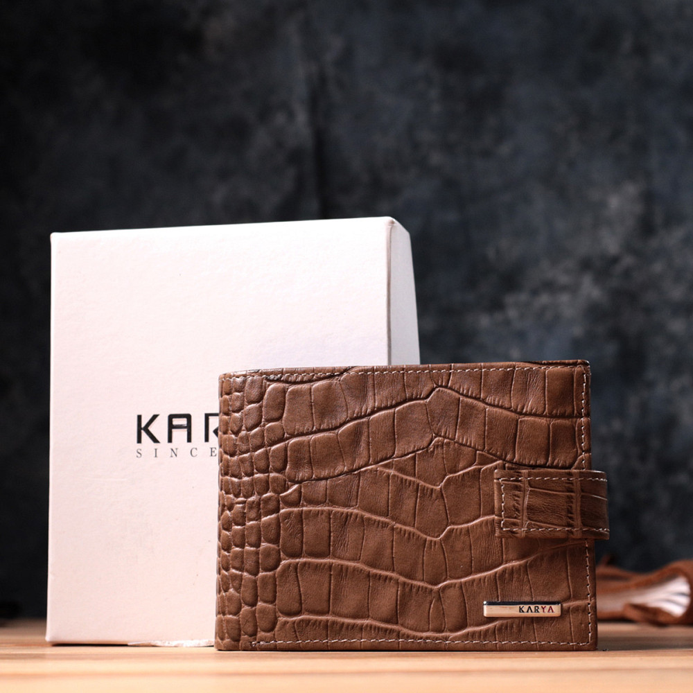 Вместительный мужской кошелек из натуральной кожи KARYA 22854 Коричневый Киев - изображение 1