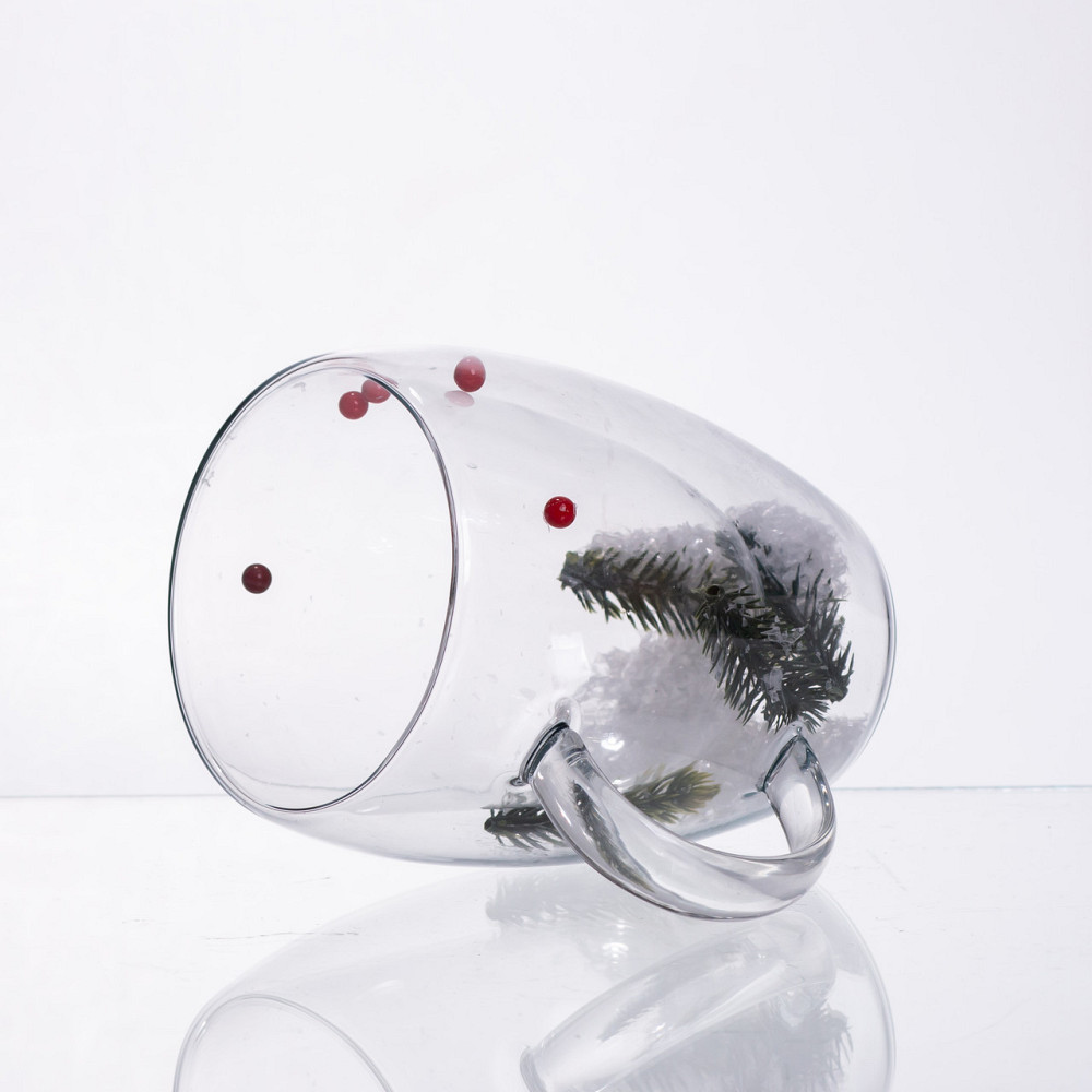 Стеклянная чашка с двойными стенками и новогодним декором 350 мл Киев - изображение 3