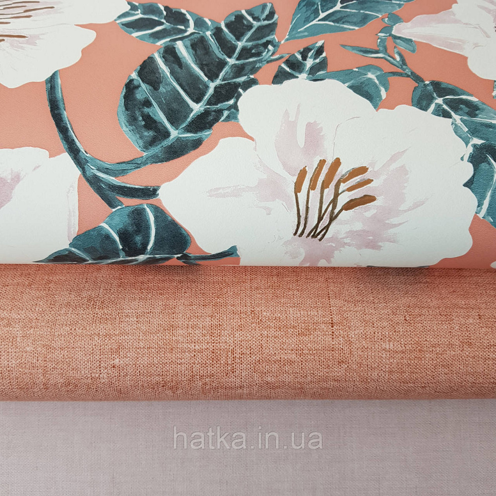 Шпалери вінілові на флізелін Caselio The Place to bed 0.53х10 м дитячі яскраві великі білі квіти на рожевому Київ - фото 3