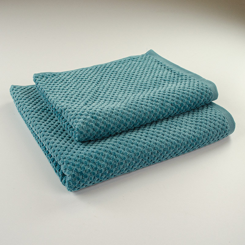 Набор махровых полотенец однотонных 2шт 50x90см, 70x140см Damask Премиум качества Жаккардовое с велюром 550г/м2 (Изумрудный) Сумы - изображение 1