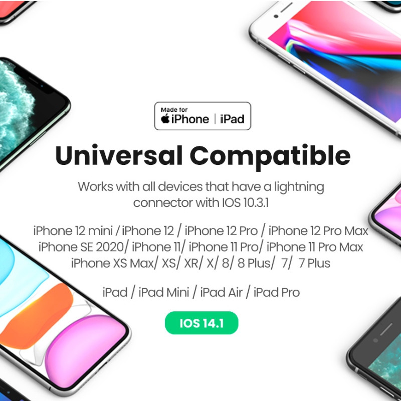 Перехідник Lightning --> 3.5 mm 10cm Headphone Jack Adapter Model US212 UGREEN Білий Вінниця - фото 5