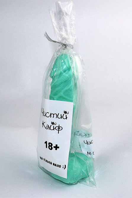 Крафтове мило-член із присоскою Чистий Кайф Turquoise size L, натуральне Sex Aura Київ - фото 3