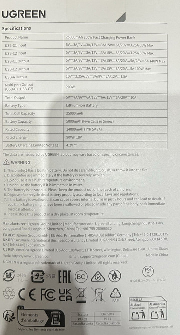 Павербанк Ugreen Nexode PB722 200W Power Bank 25000mAh. Київ - фото 1