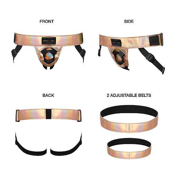 Трусы для страпона Strap-On-Me Leatherette Harness Curious Holographic Rose Gold Sex Aura Киев