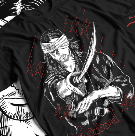 Футболка з аніме принтом Вагабонд Мусасхі Мійамото Матахакхі оверсайз (S/M/L) Чорний AnimeJ0671 Дніпро