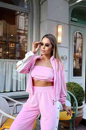 Стильный женский повседневный костюм тройка плотный плюшевый велюр Барби, 46/48 Одесса