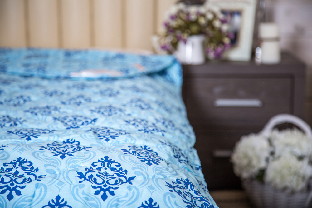 Ecotton Ковдра Ecotton двоспальна 172х205 см антиалергенна стьобана з бязі блакитне 40-0606 blu Київ - фото 1