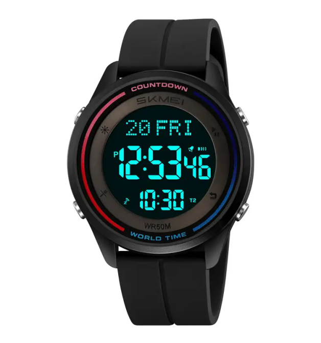 Годинник чоловічий наручний спортивний Skmei 2412 силіконовий з магнітною застібкою (Чорний) Київ - фото 3