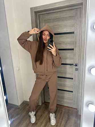 Женский утепленный костюм двойка: кофта и штаны трехнитка на флисе + мех Мокко, 42/44 Одесса