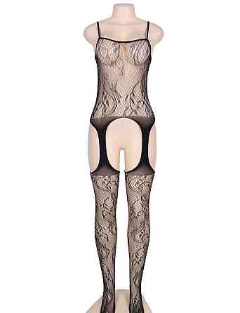 Бодистокинг ажурный с имитацией чулков Star Night черный XS-M Sex Aura Киев