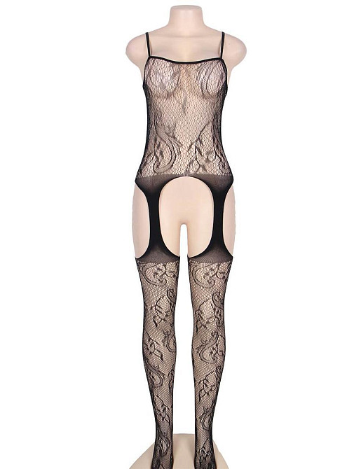 Бодистокинг ажурный с имитацией чулков Star Night черный XS-M Sex Aura Киев - изображение 5