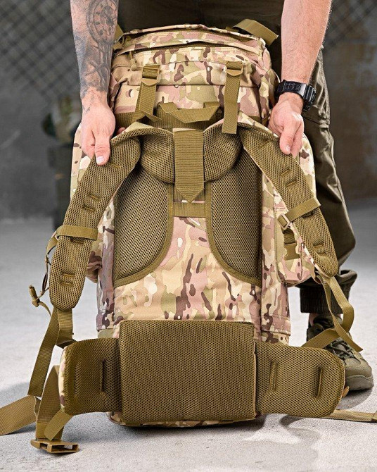 Тактичний рюкзак із металевим каркасом на 100 літрів. Каркасний рюкзак мультикам РП7467 Одеса - фото 5