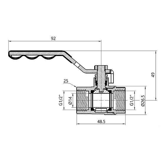 Кран кульовий Thermo Alliance Base 1/2" ВР для газу (важіль) SD600G15 Київ