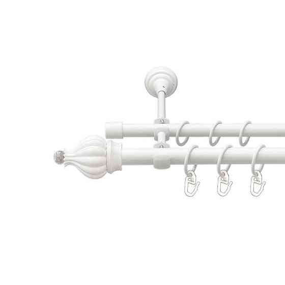 Карниз Orvit Таджа-Кристал металевий дворядний відкритий гладка труба кільце металеве Арктіс 19\16 мм 300 см Львов