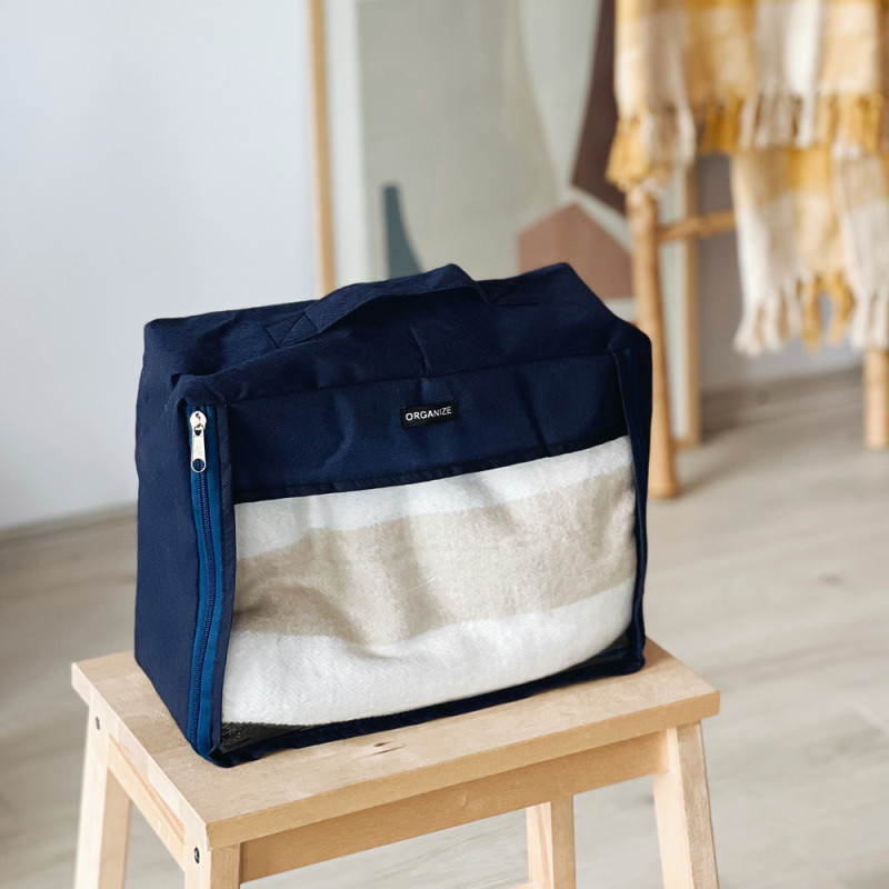 Средняя дорожная сумка для вещей с ручкой и прозрачной вставкой P002 30x27x12 см (Синий) Сумы - изображение 1