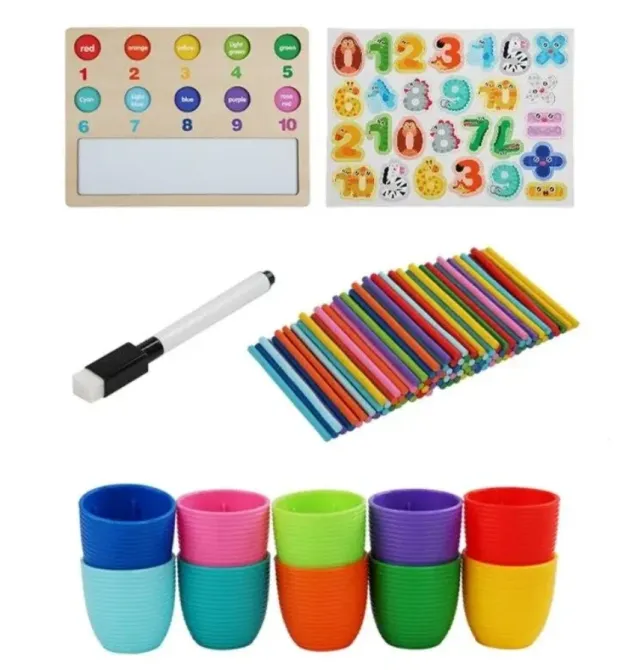 Математична гра WToys дерев'яні цифри стаканчики лічильні палички цифри маркер (C 60405) Чернигов - изображение 4