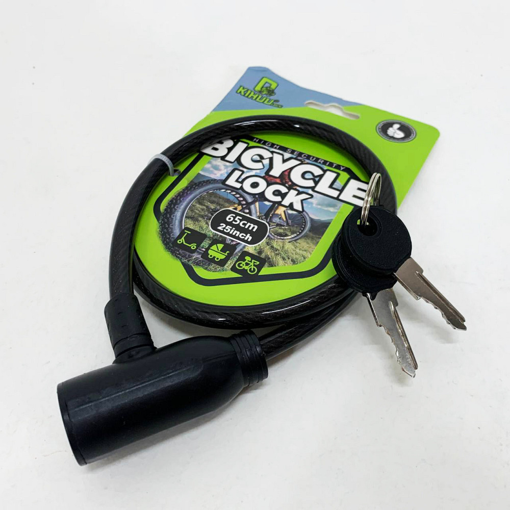 Замок велосипедный KIHUU LOCK 801, 8*65 тросовый, 2 ключа. Цвет: черный PM-61 Львов - изображение 3