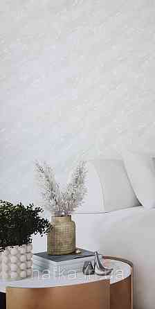 Шпалери вінілові на флізеліні Marburg Lava метрові під штукатурку білі зі сріблом Київ
