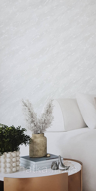 Шпалери вінілові на флізеліні Marburg Lava метрові під штукатурку білі зі сріблом Київ - фото 2