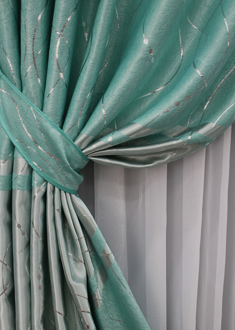 Комплект готових штор VR-Textil Софт Ліана № 464ш Бірюзовий 100х270 см 2 шт (31-710) Київ - фото 4