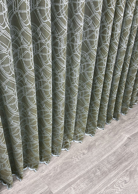 Тюль VR-Textil 1977т Жакард Хакі з блакитним 400х270 см (42-1011) Київ - фото 7