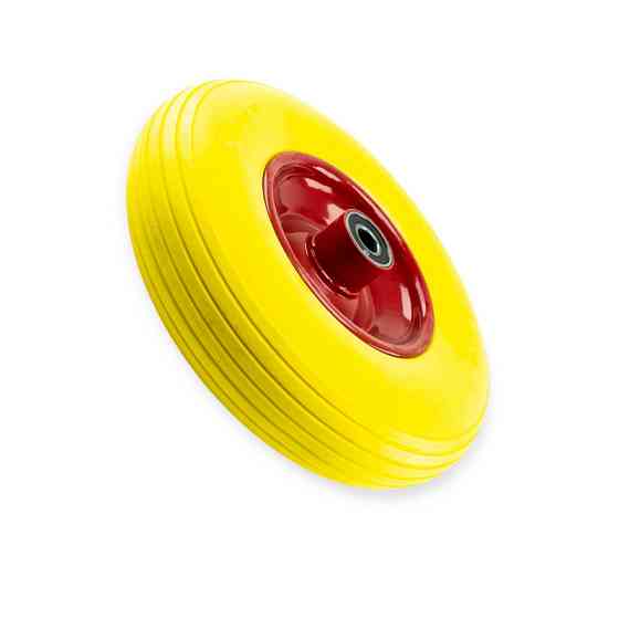 Колесо сборе тачка силикон желтое 4,00-6 диск под ось 20 мм без оси (подшипник 6204) в Мукачево