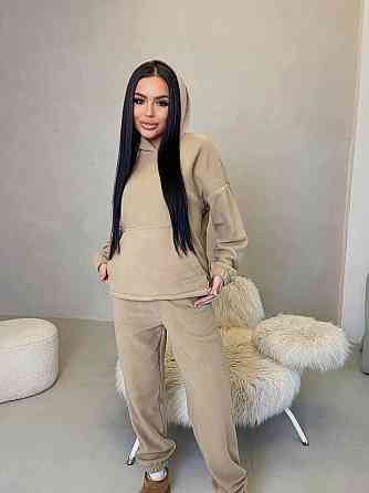 Женский теплый прогулочный костюм двойка: худи и штаны двусторонний флис Беж, 46/48 Одесса