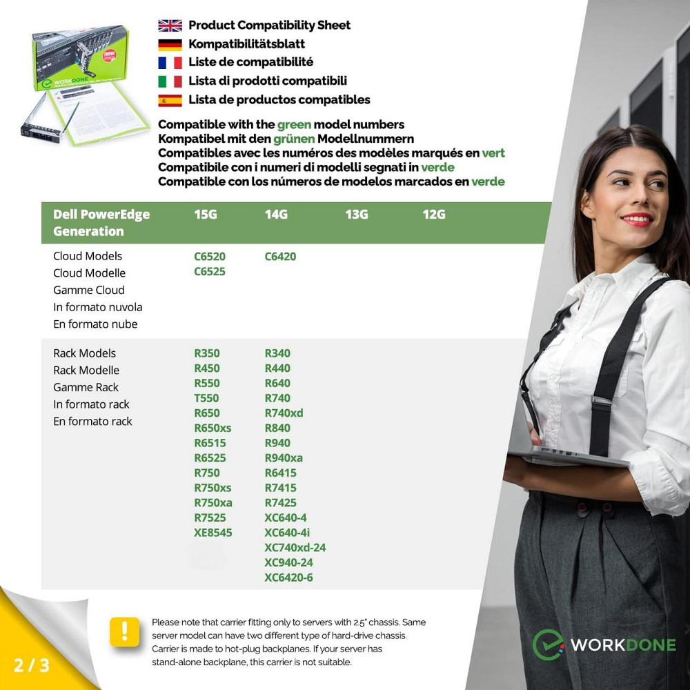 Лоток для HDD/SSD WORKDONE 2.5" для серверів Dell PowerEdge (14th/15th Gen), сумісний з DXD9H, для NVMe/SAS/SATA Київ - фото 9
