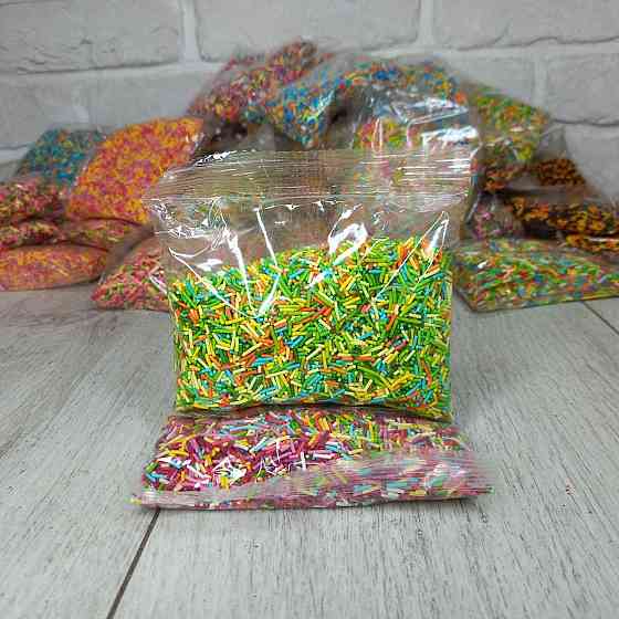 Посипка кондитерська цукрова різнобарвна «Палички» Наволода мікс, 100 г для декору випічки Харків