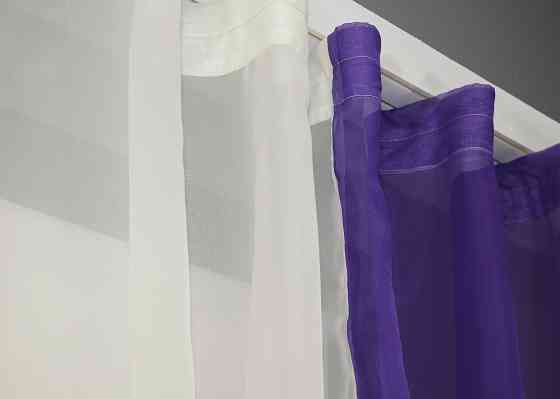 Кухонные шторы VR-Textil № 017к комбинированные с подвязками фиолетовый с молочным 265х170 см (52-0880) Киев