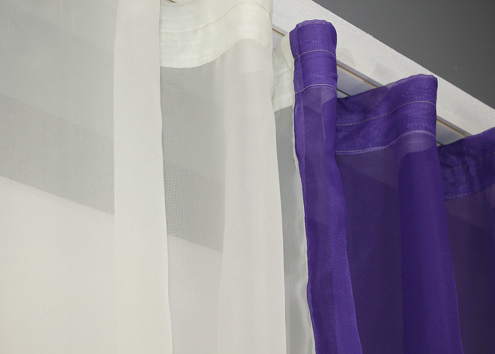 Кухонные шторы VR-Textil № 017к комбинированные с подвязками фиолетовый с молочным 265х170 см (52-0880) Киев - изображение 4